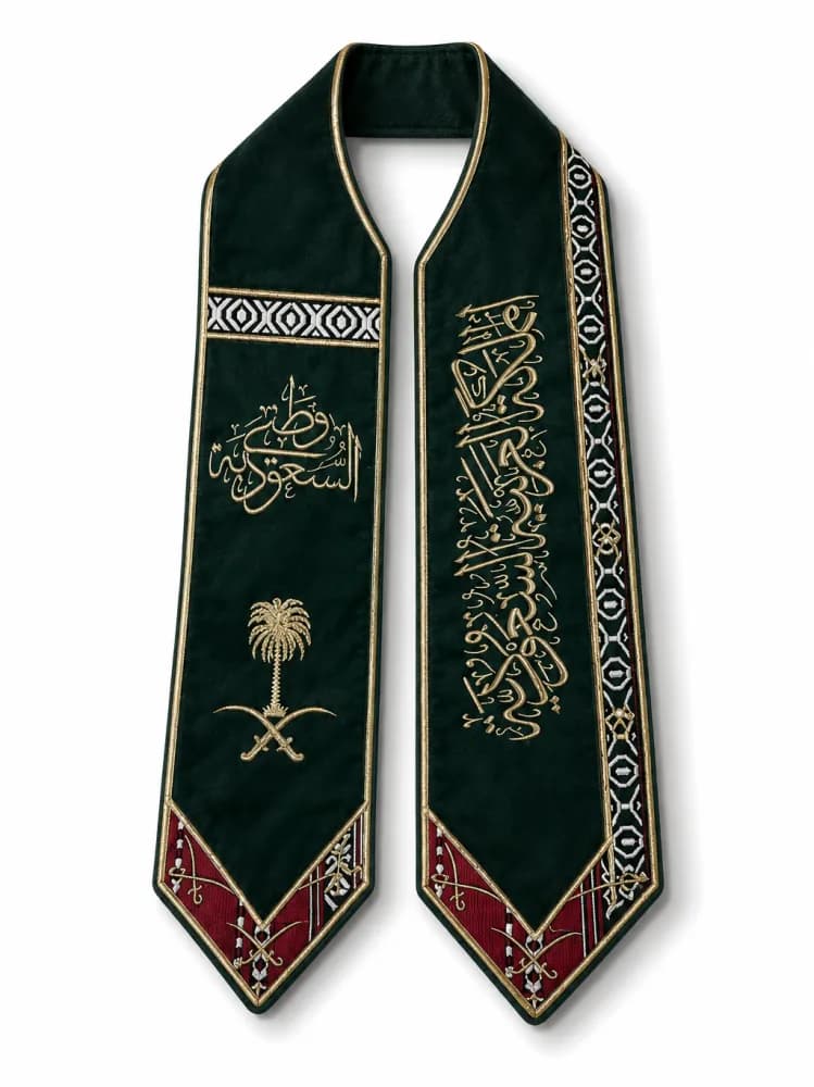 صورة وشاح اليوم الوطني السعودي سيفين ونخلة أخضر